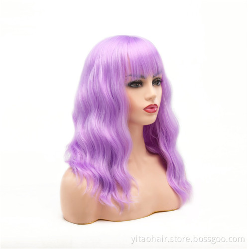 ZYR Long Wavy Synthetic Lace Front Wig Glueless Purple High Temperature Heat Resistant Fiber Hair Wigs for Women Light Swiss HEN